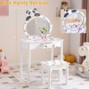 Angel Sar Panda Kids Vanity Set with LED Mirror, White MDF Children's Vanity Desk with Stool, 1-Drawer Makeup Table with Touch Light for Girls - 3 of 4