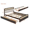 Queen Size Wooden Platform Bed With Twin-Size Trundle And 2 Drawers, Grounded Bed Modern, Trundle Beds Queen Size With Ample Storage-Cuddlewood - 4 of 4