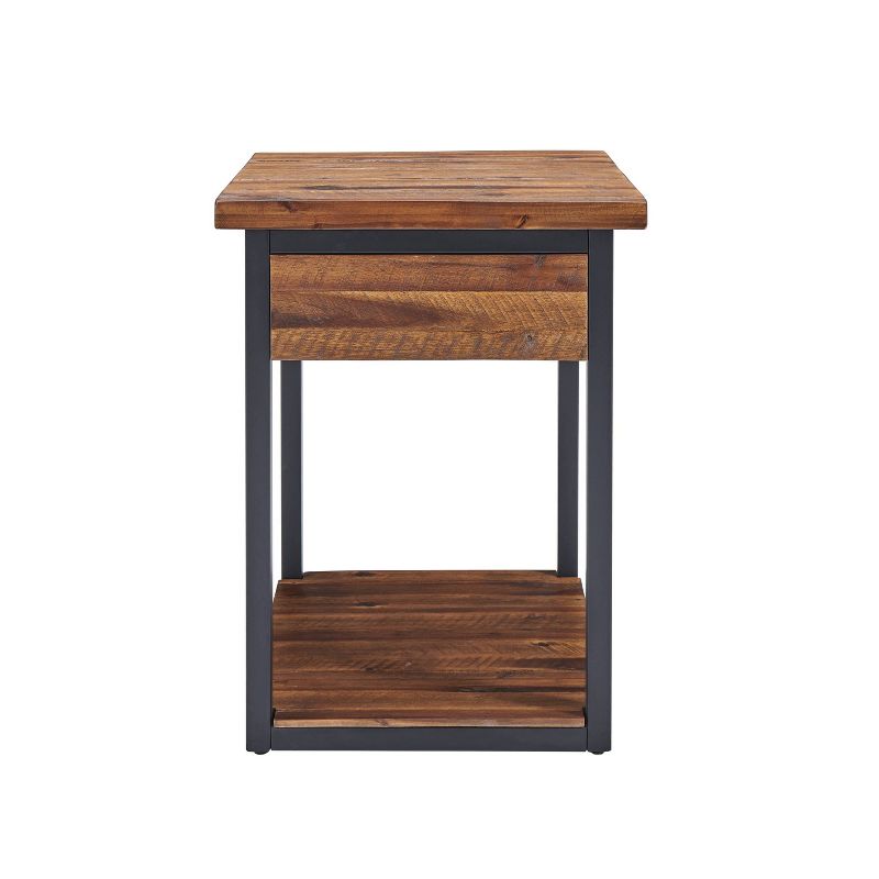 Claremont Rustic Wood End Table with Drawer and Low Shelf Dark Brown - Alaterre Furniture, 6 of 12