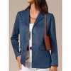 INSPIRE CHIC Women's Faux Suede Vintage Button Down Notched Lapel Long Sleeve with Pockets Blazer - 2 of 4
