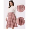 INSPIRE CHIC Women's Vintage Plaid High Waist Pleated A-Line Midi Skirt - 2 of 4