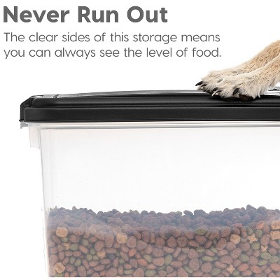 Black Plastic Airtight Pet Food Storage Container Combo with Scoop and Wheels