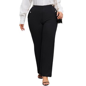 Plus Size Business Casual Pants for Women Stretch Flare Dress Pants Dressy Work Pants Black 3XL - 1 of 4