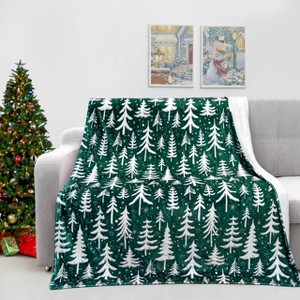 Christmas Tree Throw Blanket 50x60 Inch Merry Christmas Green Blankets Soft Lightweight Cozy Plush Blanket - 1 of 4
