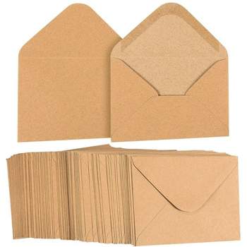 Juvale 100-Count A2 Invitation Envelopes for 5" x 4" Cards & Party Invitations, Kraft Brown
