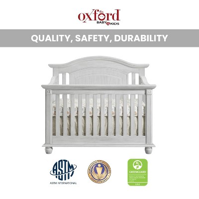 Vintage White 4-in-1 Convertible Baby Crib with Curved Headboard