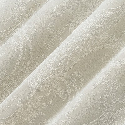 Pearl White Paisley Embroidery Blackout Curtain Panel 40"x84"