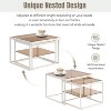 Angel Sar Modern Nesting Coffee Table Set of 2, Accent Square Coffee Table, Cocktail Table with Brown Tempered Glass, White - 3 of 4