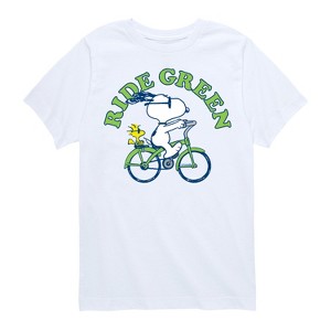 Boys' - Peanuts - Ride Green Short Sleeve Graphic T-Shirt - 1 of 4