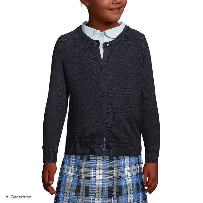Lands' End Kids Cotton Modal Cardigan Sweater - Large - Black