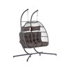 2 Person Hanging Double Swing Chair, Patio Hanging Egg Chair, Basket Swinging Chair, With Stand Patio Wicker Egg Chair - 4 of 4