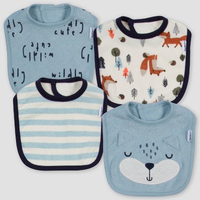 Gerber Baby Boys' 4pk Fox Bib - Blue/Off-White