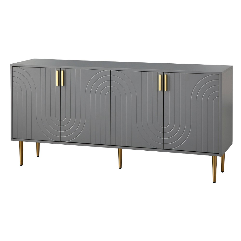 Lifestorey 4 Door Tabaria Mid Century Modern Sideboard Gray