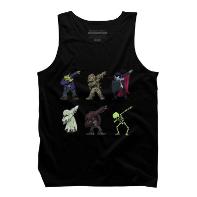 Men's Design By Humans Dabbing Halloween Creatures Skeleton Zombie Dab By vomaria Tank Top
