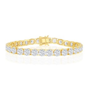 Bella Silver Sterling Silver, 6mm Prong-Set Round CZ, Tennis Bracelet - Gold Plated - Gold - 7.5 Inch - 1 of 2