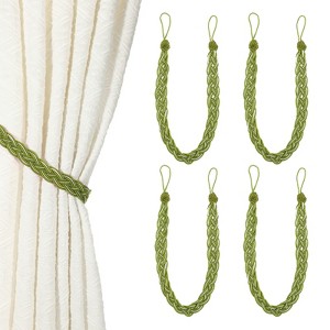 Unique Bargains Braided Polyester Elegant Design Durable Curtain Tiebacks Olive Green 4 Pcs - 1 of 4