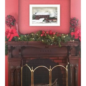 YOOCOZZ Christmas Trendy Decoration, Xmas Wall Decor, "Christmas Wagon" by Billy Jacobs Ready to Hang Holiday Framed Print, Black or White Frame - 1 of 3