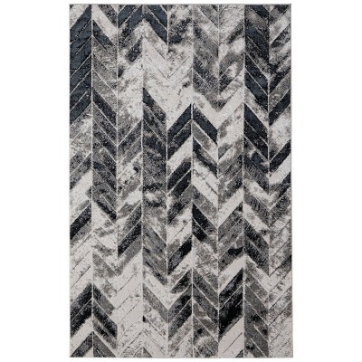 Micah Modern Chevron Black/Gray/Silver Area Rug