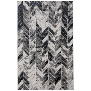 Micah Modern Chevron Black/Gray/Silver Area Rug - 1 of 4