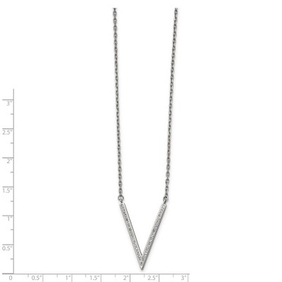 Chisel Stainless Steel with Preciosa Crystal V Pendant on a 16.5" Cable Chain Necklace with a 1.25" Ext.