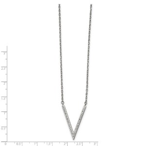 Chisel Stainless Steel with Preciosa Crystal V Pendant on a 16.5" Cable Chain Necklace with a 1.25" Ext. - 1 of 2
