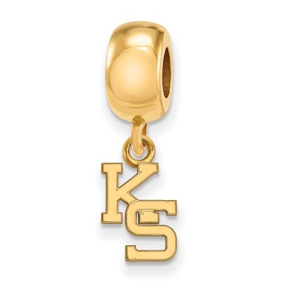 Black Bow Jewelry 14k Yellow Gold Plated Sterling Silver Kansas State Wildcats NCAA Bead Charm