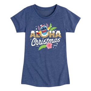 Girls' - Lilo and Stitch - Aloha Christmas Fitted Short Sleeve Graphic T-Shirt - 1 of 4