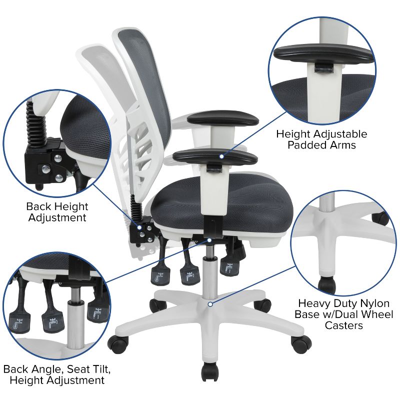 Flash Furniture Mid-Back Mesh Multifunction Executive Swivel Ergonomic Office Chair with Adjustable Arms, 5 of 14