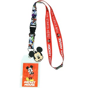 Disney Mickey Mouse Fun Starts Here Lanyard with ID Badge Holder and Charm - 1 of 4