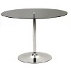 HomeRoots 42" Clear and Silver Glass and Metal Pedestal Base Round Top Dining Table - 4 of 4