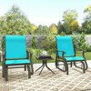 Resenkos Swing Glider Chair,  Outdoor Chair,3-Piece Outdoor Gliders Set Bistro Set with Tempered Glass Top Table, Bright Blue - 2 of 4