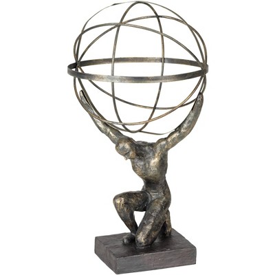 Studio 55D Atlas with Globe 17 1/4" High Bronze Sculpture