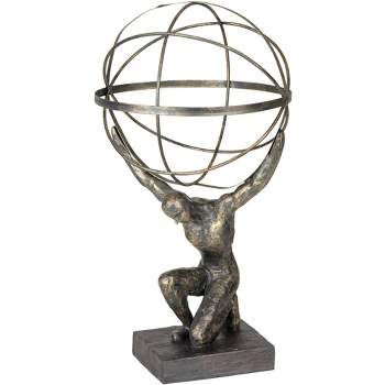 Studio 55D Atlas with Globe 17 1/4" High Bronze Sculpture