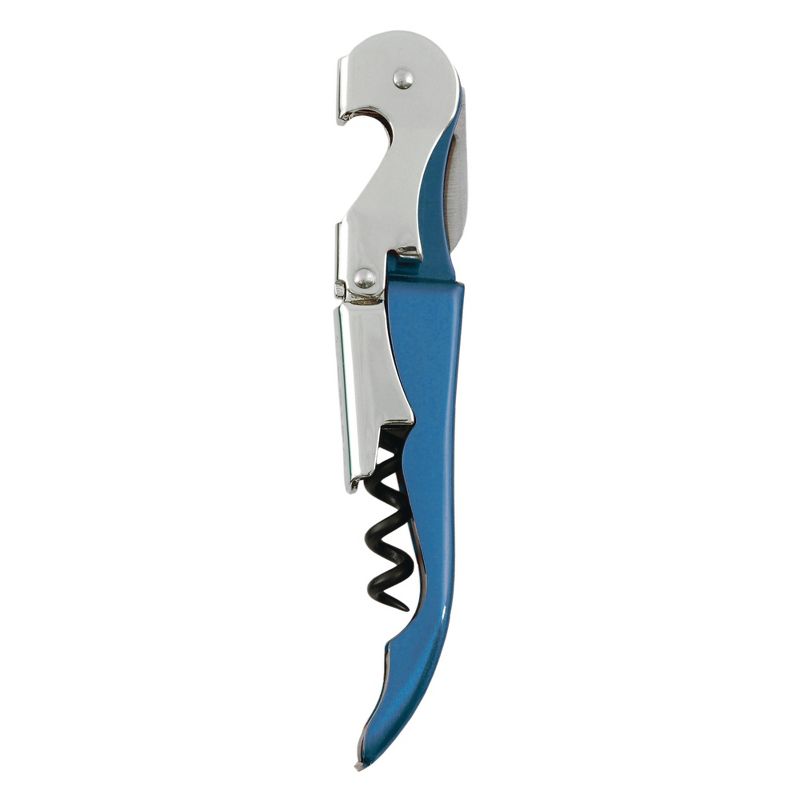 True TrueTap Metallic Blue Double Hinged Waiter’s Corkscrew, Stainless Steel Wine Key with Foil Cutter, 3 of 11