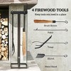 Aghana Digitals 5-Piece Metal Fireplace Tool Set: Brush, Poker, Shovel, Tongs & Stand - Compact, - 4 of 4