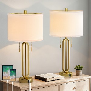 Maxax 2-Pack Nickle/Gold Metal Table Lamps - 1 of 4