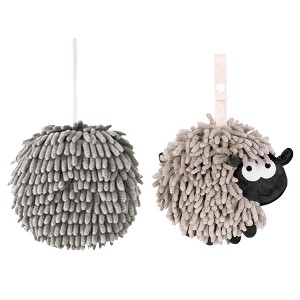 REGALWOVEN 2 Pcs Cute Comfortable Soft Absorbent Chenille Ball Fuzzy Hand Towel - 1 of 4