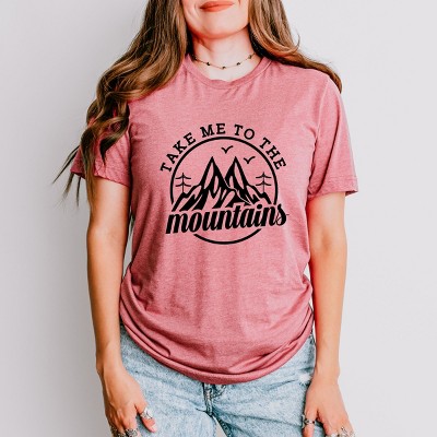 Simply Sage Market Take Me To The Mountains Circle Short Sleeve Tee - L - Mauve