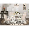 HomeStock 5-Pc Rectangle Natural Oak Finish Solid Wood Top Dining Table with 4 Parson Chair - 2 of 4