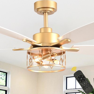 Bella Depot 52" Modern Black Large Caged Ceiling Fan 6-speed with Light Kit