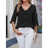 Coolmee Womens Dressy Casual Blouses 3/4 Sleeve V Neck Ruffle Tops Business Ladies Work Shirt - 2 of 4