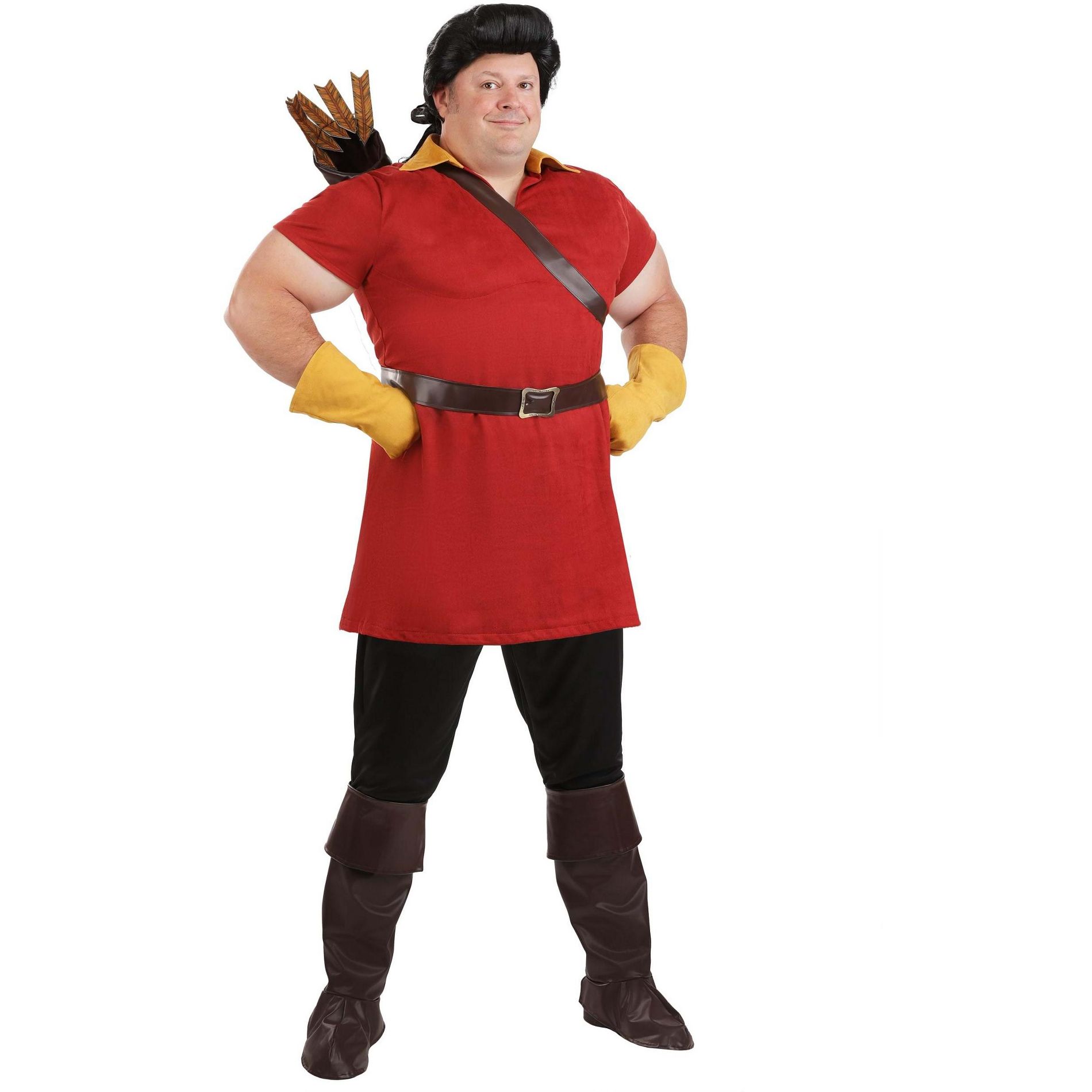 HalloweenCostumes.com 2X Men Plus Size Men's Deluxe Disney Gaston Costume, Red/Black/Yellow