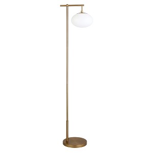 Hudson and Canal 68" Tall Arc Floor Lamp with Glass Shade - 1 of 4