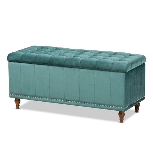 Teal storage store ottoman bench