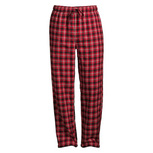 Lands' Men's High Fleece Lined Flannel Pajama Pants - Small - Rich Red Field :