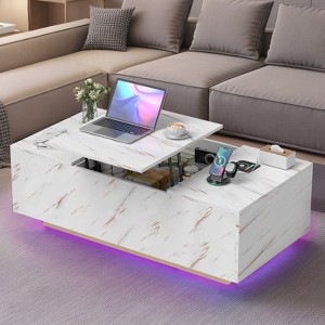 Gymojoy 47.2" Lift Top Coffee Tables with Drawers and Large Storage Smart Living Room Table - 1 of 4