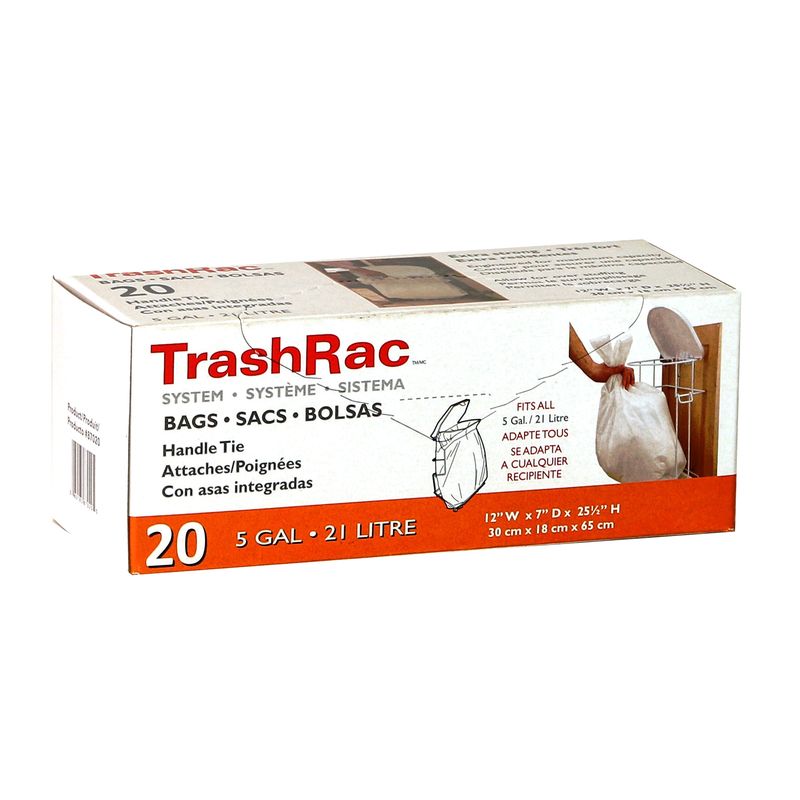 Trashrac 5 gal Trash Bags Handle Tie 20 pk 0.95 mil, 1 of 2