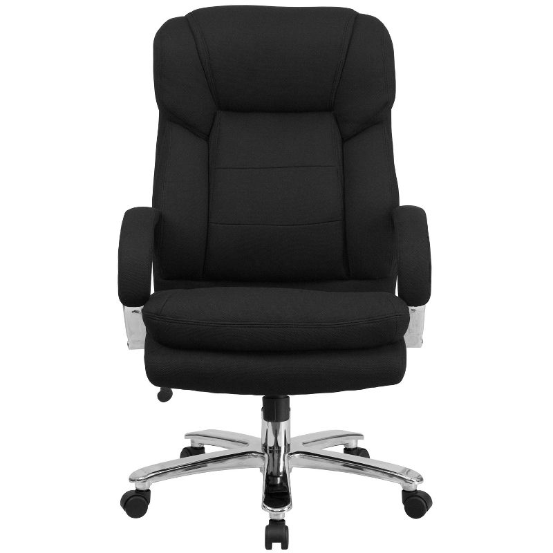 Fabric Rated Executive Swivel Ergonomic Office Chair with Loop Arms Black - Riverstone Furniture, 6 of 7
