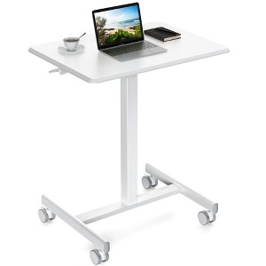 ChicFurnit Desks Rolling Desk Mobile Standing Desk Portable Standing Desk with Lockable Wheels for Home Office, White, 25.5"*18.8"*43.3" - 1 of 4