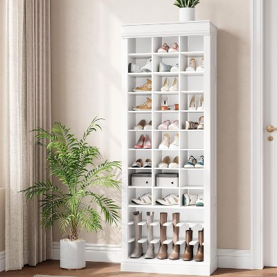 coucheta 10-Tier Tall Shoe Cabinet, 73.35" Extra Large Shoe Rack for 30 Pairs, Free Standing Organizer with Boot Shelf for Entryway, Farmhouse Style